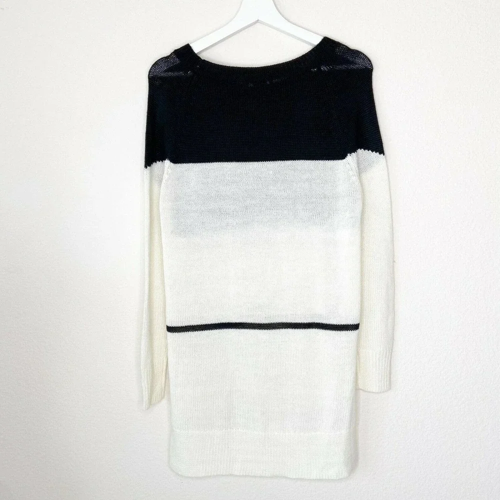 Trouve Striped Color Blocked High Low Sweater